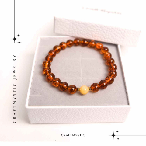 Bratara elastica chihlimbar caramiziu-galben pentru echilibru emotional [5]