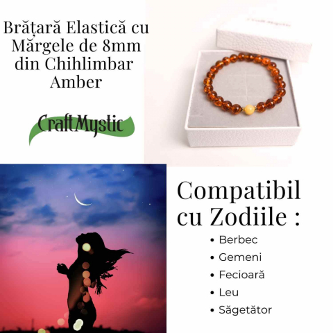 Bratara elastica chihlimbar caramiziu-galben pentru echilibru emotional [3]