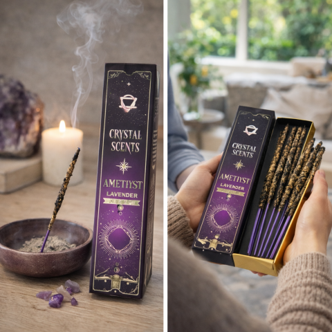 Smudge Incense Crystal Scents cu Cristale Ametist – Relaxare si Claritate Lavanda [1]