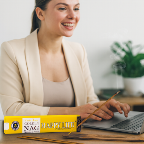 Betisoare Parfumate Golden Nag Happy Life – Aromonie Pozitiva, Energie Vesela si Stare de Bine [2]