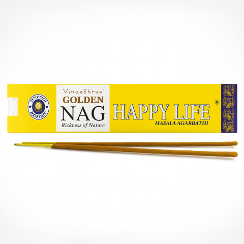 Aromaterapie - Betisoare Parfumate Golden Nag Happy Life – Aromonie Pozitiva, Energie Vesela si Stare de Bine