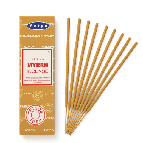 Aromaterapie - Betisoare Satya Myrrh 15 g – smirna, rulate manual, India