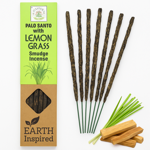 Aromaterapie - Betisoare parfumate Smudge Earth Inspired – Lemon Grass & Palo Santo - Curatare energetica, focus si prospetime