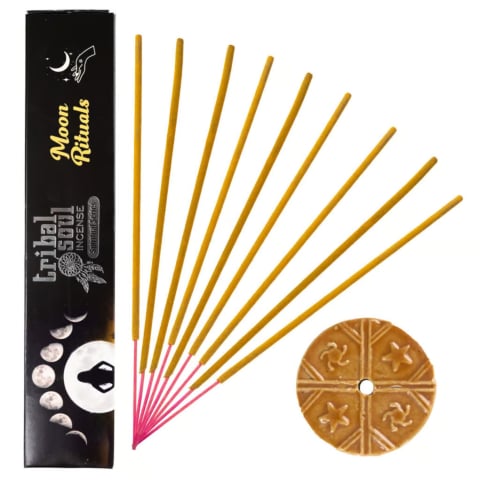 Aromaterapie - Betisoare parfumate Moon Ritual Tribal Soul + suport ceramic – setare intentii si echilibru lunar