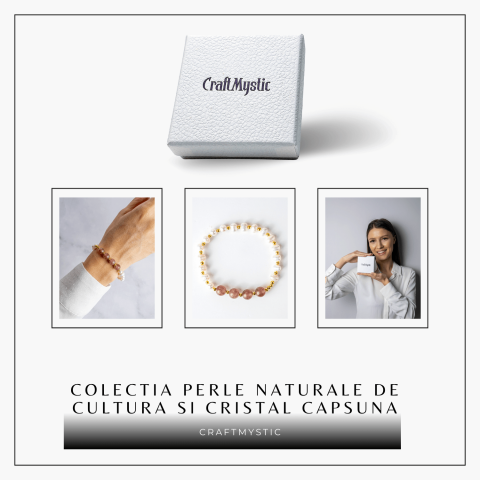 Echilibru Emotional si Puritate – Bratara cu Perle si Cristal capsuna [6]