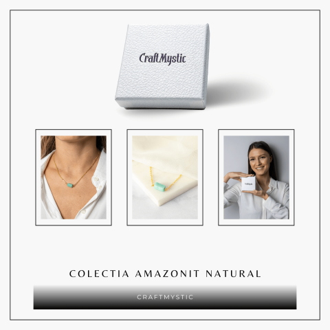 Calm si Echilibru – Colier cu Pandantiv Hexagonal din Amazonit Natural pe Lant de Cupru [7]