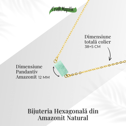 Calm si Echilibru – Colier cu Pandantiv Hexagonal din Amazonit Natural pe Lant de Cupru [3]