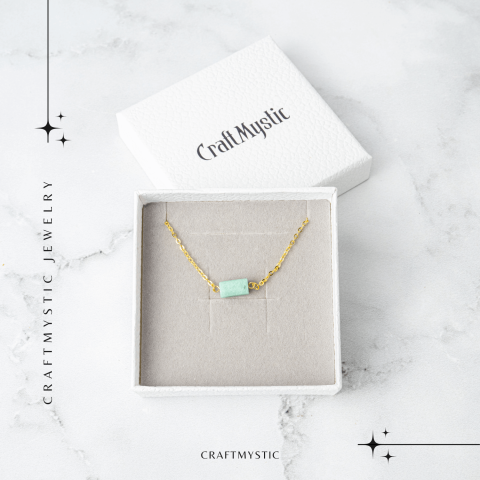 Calm si Echilibru – Colier cu Pandantiv Hexagonal din Amazonit Natural pe Lant de Cupru [6]