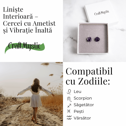 Bijuterie pentru Liniste Interioara – Cercei cu Cristal Ametist [4]