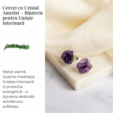Bijuterie pentru Liniste Interioara – Cercei cu Cristal Ametist [2]