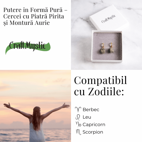 Putere in forma pura – Cercei cu piatra Pirita si montura aurie [3]