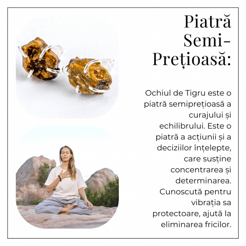 Cercei argintii cu Ochi de Tigru brut – Protectie, curaj si claritate mentala [5]