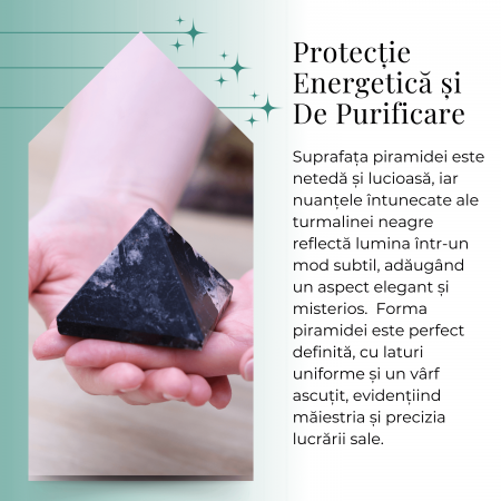 Piramida Sculptata Manual 60mm din Piatra de Turmalina Neagra cu Rutil Naturala [4]