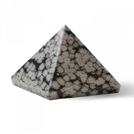 Piramida Sculptata Manual 60mm din Piatra Obsidian Fulg de Nea Natural [0]