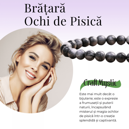 Bratara Elastica cu Margele 6mm din Ochi de Pisica Semipretios Natural [1]