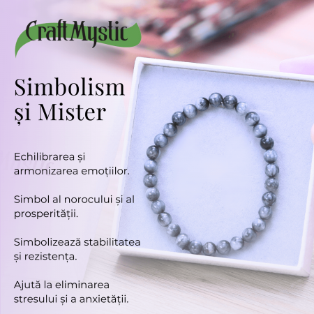 Bratara Elastica cu Margele 6mm din Ochi de Pisica Semipretios Natural [2]