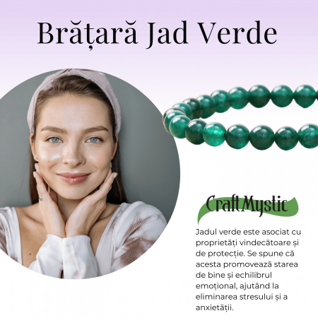 Bratara Elastica cu Margele 6mm din Jad Verde Semipretios Natural [2]