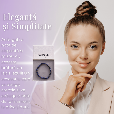 Bratara Elastica cu Margele Naturale de 6mm din Lapis Lazuli [4]