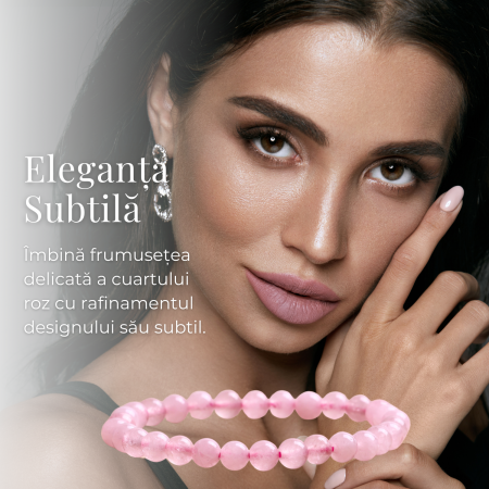 Bratara Elastica cu Margele 6mm din Cuart Roz Semipretios [2]