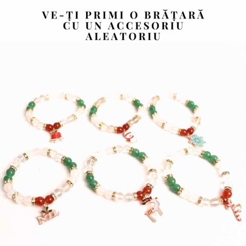 Bratara naturala Agat rosu, alb si aventurin verde cu accesoriu mixt - energie si protectie [2]