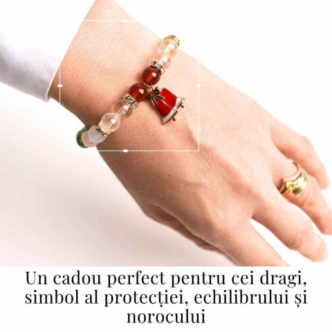 Bratara naturala Agat rosu, alb si aventurin verde cu accesoriu mixt - energie si protectie [1]