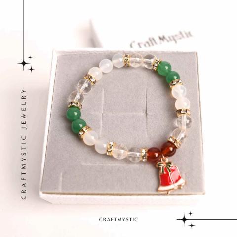 Bratara naturala Agat rosu, alb si aventurin verde cu accesoriu mixt - energie si protectie [7]