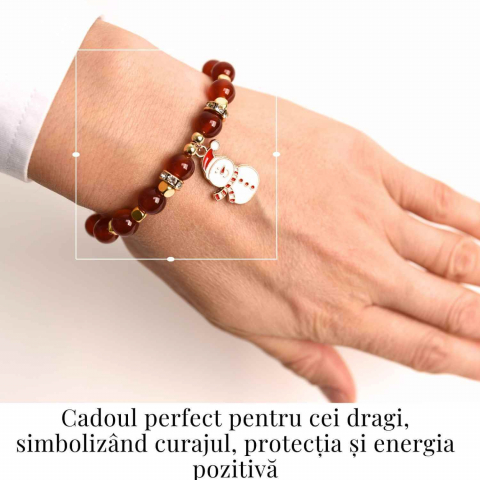 Bratara naturala Agat rosu 6mm cu accesoriu mixt - curaj si protectie [1]