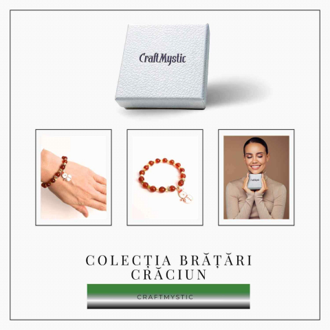 Bratara naturala Agat rosu 6mm cu accesoriu mixt - curaj si protectie [7]