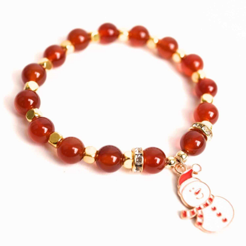 Cristale pe beneficii - Bratara naturala Agat rosu 6mm cu accesoriu mixt - curaj si protectie