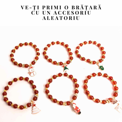 Bratara naturala Agat rosu 6mm cu accesoriu mixt - curaj si protectie [2]