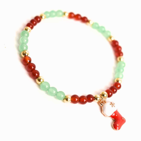 Cristale pe beneficii - Bratara Agat rosu si aventurin verde accesoriu mix- eleganta si noroc