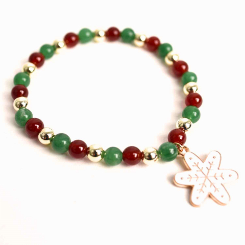 Claritate Mentala si Focus - Bratara Agat rosu si aventurin verde 4mm cu accesoriu mixt - echilibru si noroc