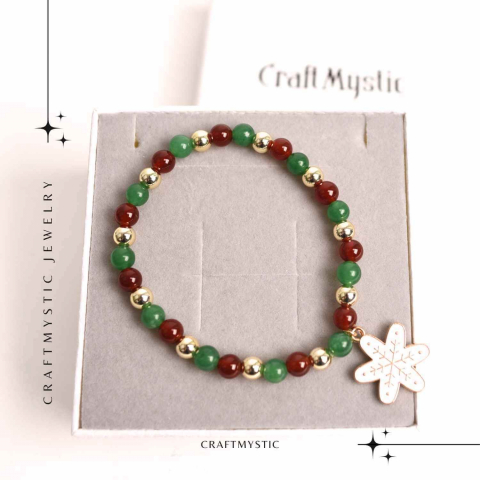 Bratara Agat rosu si aventurin verde 4mm cu accesoriu mixt - echilibru si noroc [7]