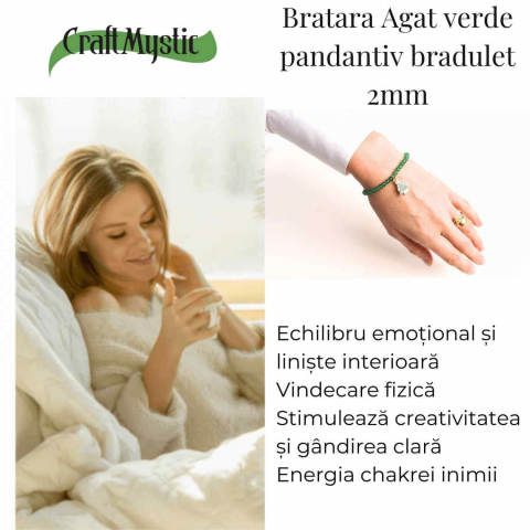 Bratara Agat Verde Pandantiv Bradut – Echilibru si Frumusete Naturala [2]