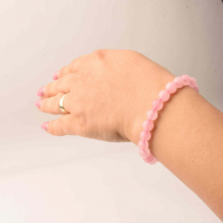 Bratara Elastica cu Margele de 8mm din Cuart Roz, Circumferinta 17 cm - Bijuterie Terapeutica si Cadou Elegant" [5]