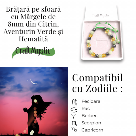 Bratara Ajustabila cu Citrin, Aventurin Verde si Hematit - Echilibru si Prosperitate [2]
