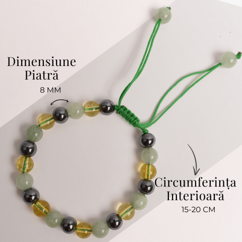 Bratara Ajustabila cu Citrin, Aventurin Verde si Hematit - Echilibru si Prosperitate [4]
