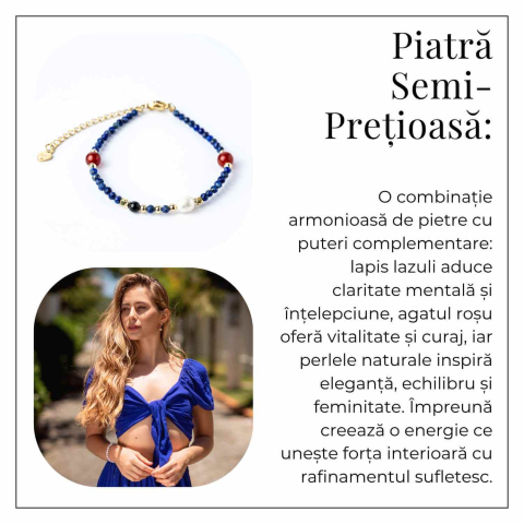 Bratara cu Lapis Lazuli, Agat Rosu si Perla Naturala – Claritate si Armonie Interioara [5]