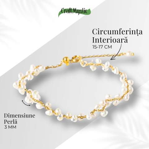 Bratara reglabila din perle de cultura si lant auriu– simbol al feminitatii pure [4]
