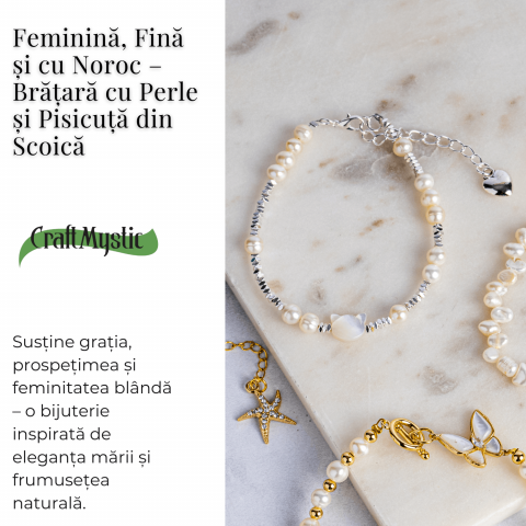 Feminina, fina si cu noroc – Bratara cu perle si pisicuta din scoica [4]