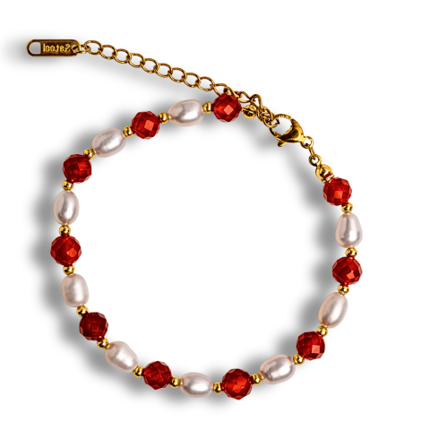 Agata Rosu - Bratara Agat Rosu si Perle Naturale – Energie, Eleganta si Armonie Feminina