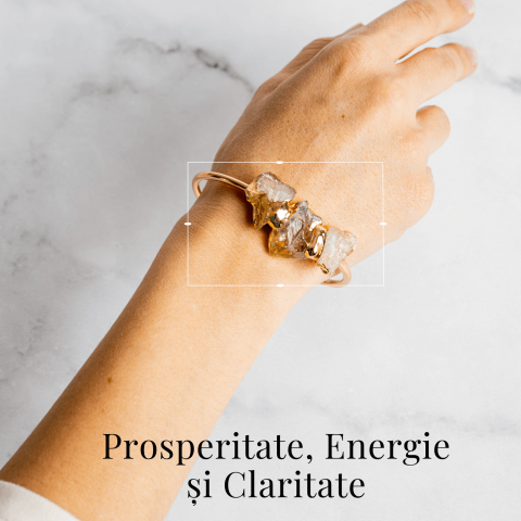 Bratara Aurie cu Triplu Citrin Brut – Energie Pozitiva & Prosperitate [1]