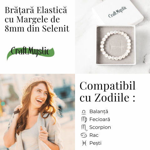 Bratara din Selenit Natural 8mm – Echilibru si Claritate [2]