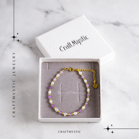 Bratara spirituala cu ametist 4mm si perle – Rafinament purtat zilnic [7]