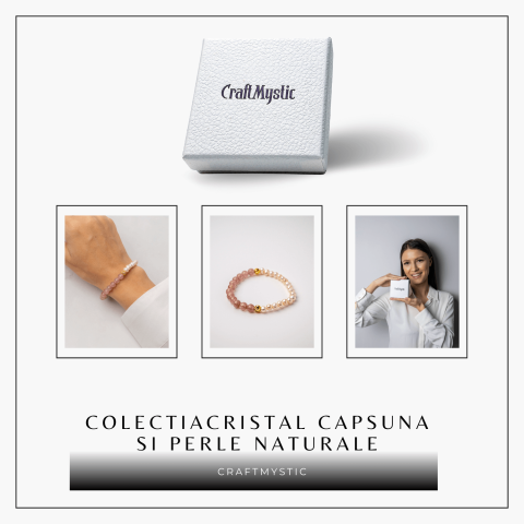 Bratara cu Cristal Capsuna si Perle Naturale – Delicatețe, Feminitate si Lumina Interioara [7]
