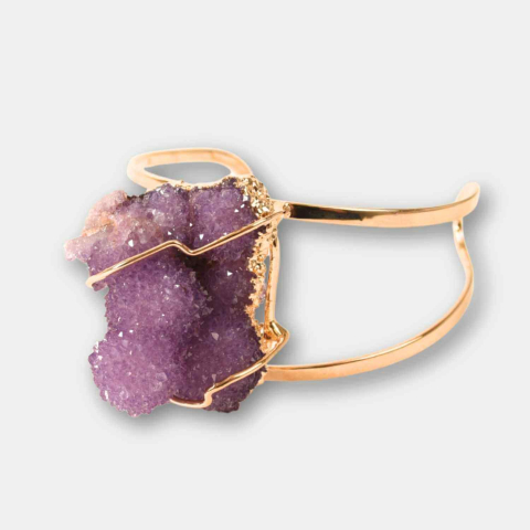 Bratara Aurie cu Ametist Natural Brut – Calm Interior si Claritate Mentala [6]