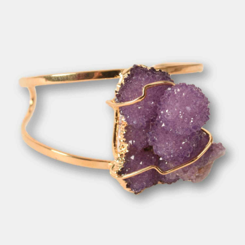 Bijuterii Semiprețioase - Bratara Aurie cu Ametist Natural Brut – Calm Interior si Claritate Mentala