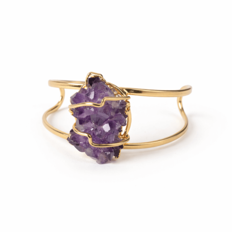 Pesti - Bratara cu Ametist Natural din Brazilia | Alama Placata Auriu | CraftMystic