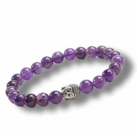 Ametist - Bratara Reiki Ametist Natural 8mm cu Accesoriu Buddha