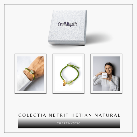 Bratara impletita cu Nefrit Hetian Natural si snur verde – Vitalitate si Protectie [7]